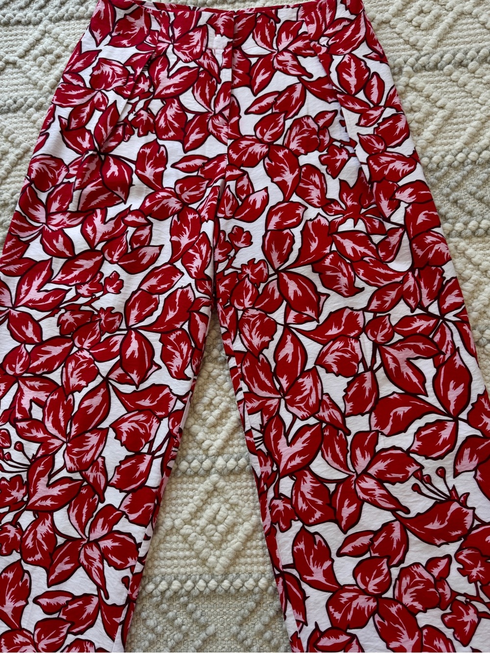 Red Pink Floral Wide-Leg Pants - Lightweight Summer Style - Picture 6 of 16